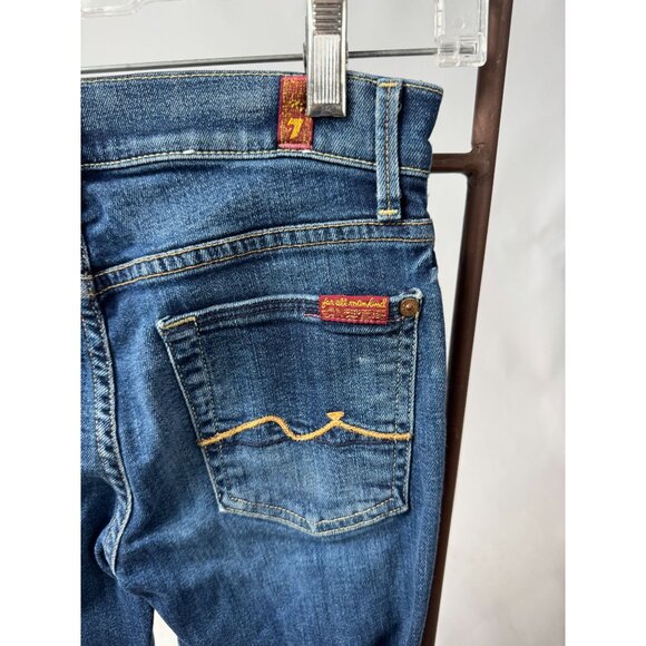 7 For All Mankind Kaylie Jeans Flared Leg Mid-Rise Denim Blue Womens Size 27 - Picture 7 of 16